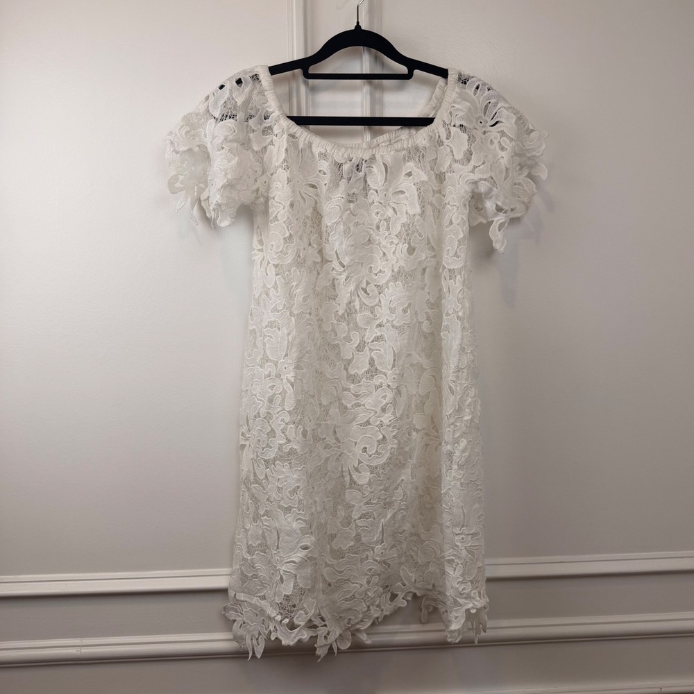 Muche et Muchette White Floral Lace Off The Shoulder Mini Dress Size S/M Boho
